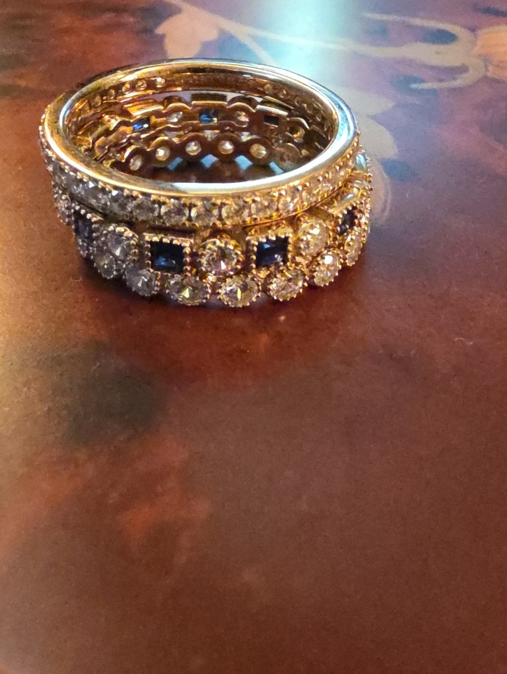 Diamonique CZ Gold Over Sterling Silver Size 10 Ring Set